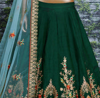Emerald Grace Embroidered Taffeta Satin Silk Lehenga Set