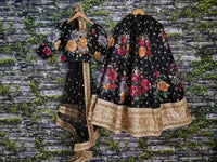 Black Fine Art Silk Pearl Embroidered Lehenga Set