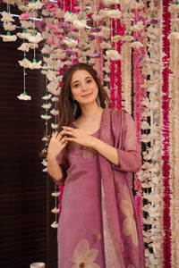 Wine Vastra Embroidered Silk Suit Set