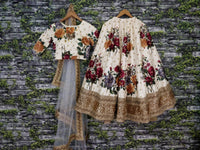 Cream Fine Art Silk Pearl Embroidered Lehenga Set