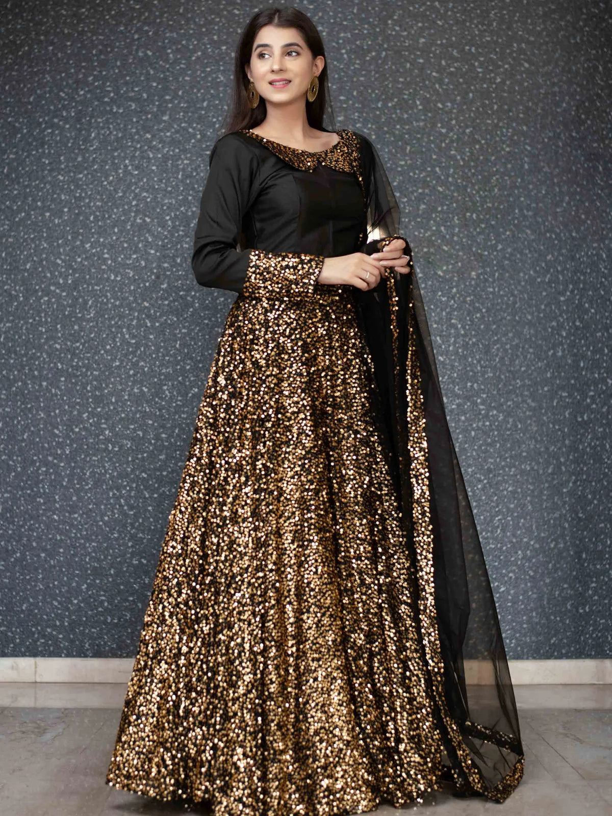 Black Sequin Party Wear Lehenga Choli Set