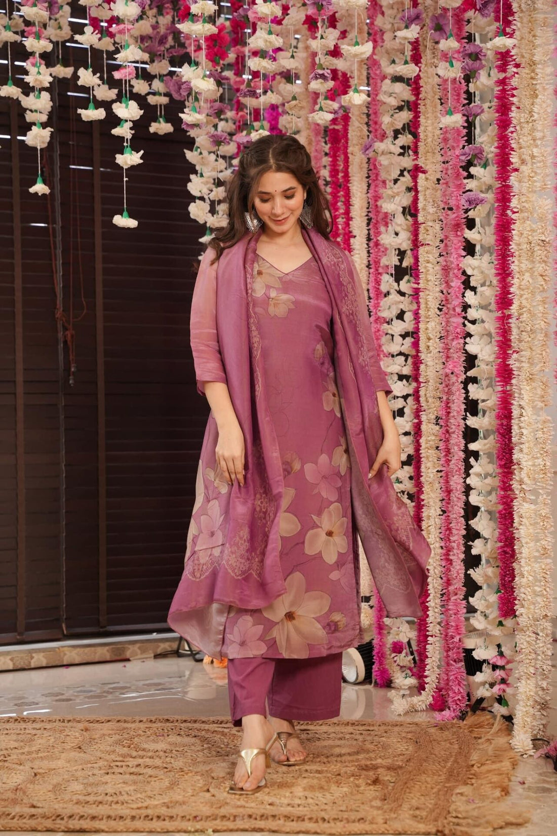 Wine Vastra Embroidered Silk Suit Set