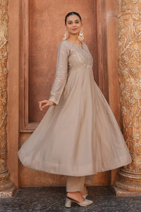 Beige Embroidered Vichitra Silk Sharara Suit Set