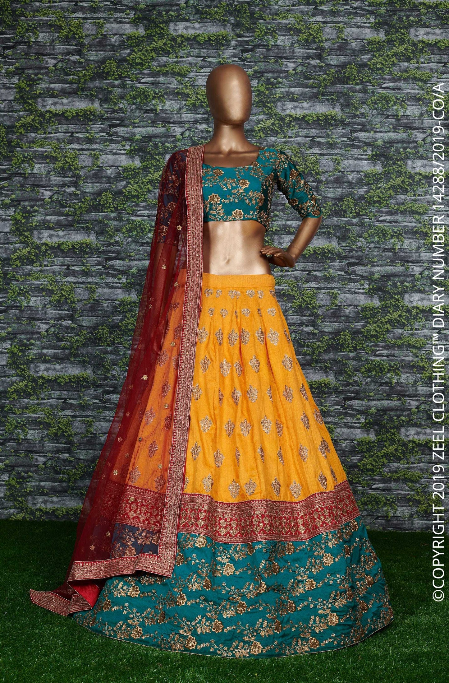 Mustard Silk Embroidered Designer Lehenga Choli