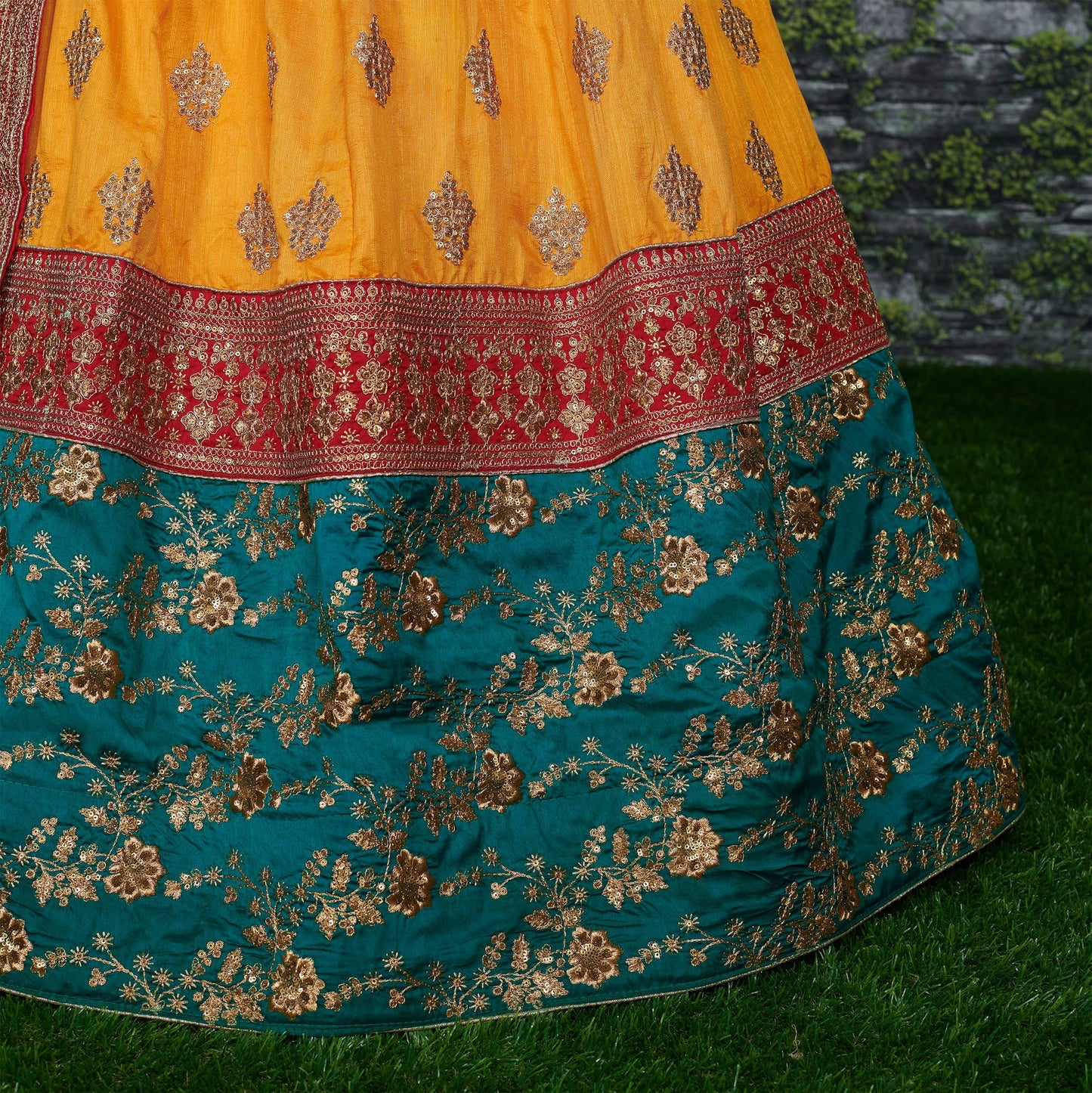 Mustard Silk Embroidered Designer Lehenga Choli