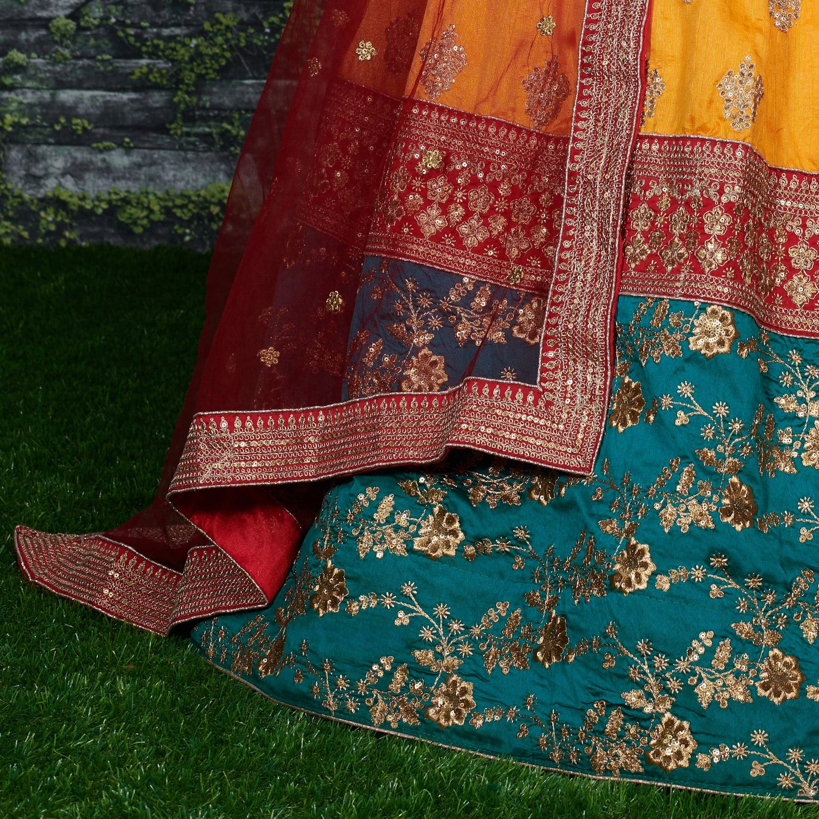 Mustard Silk Embroidered Designer Lehenga Choli
