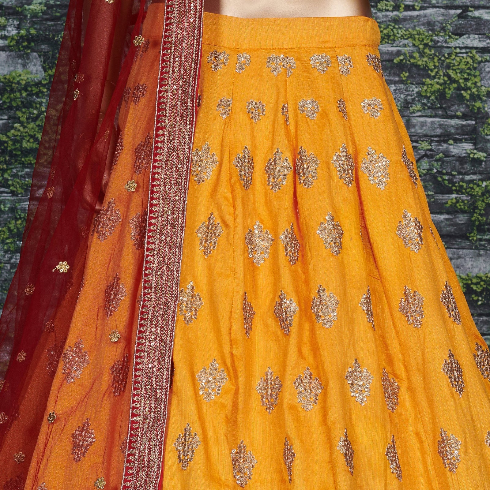 Mustard Silk Embroidered Designer Lehenga Choli