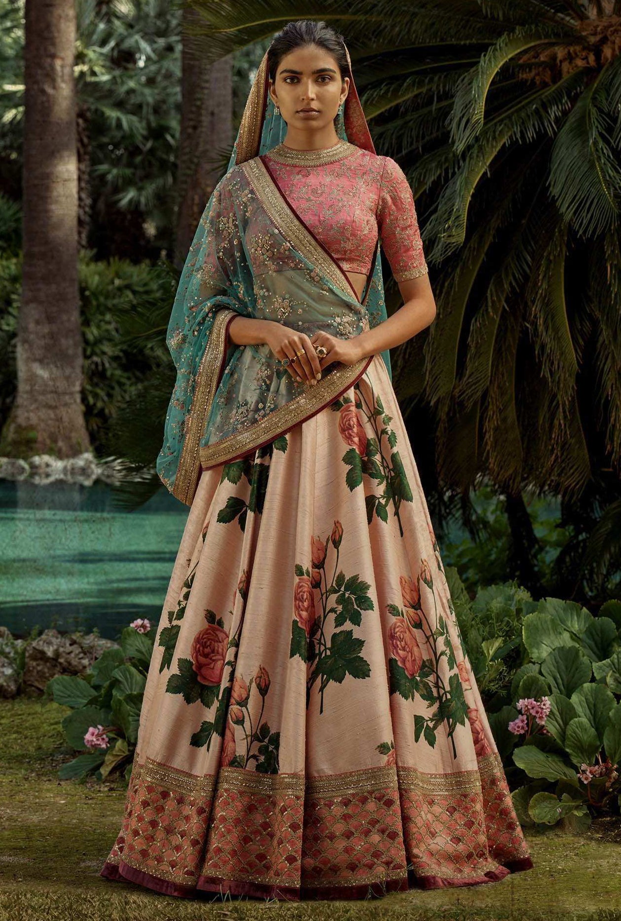 Rani Pink Art Silk Digital Print Designer Lehenga Choli