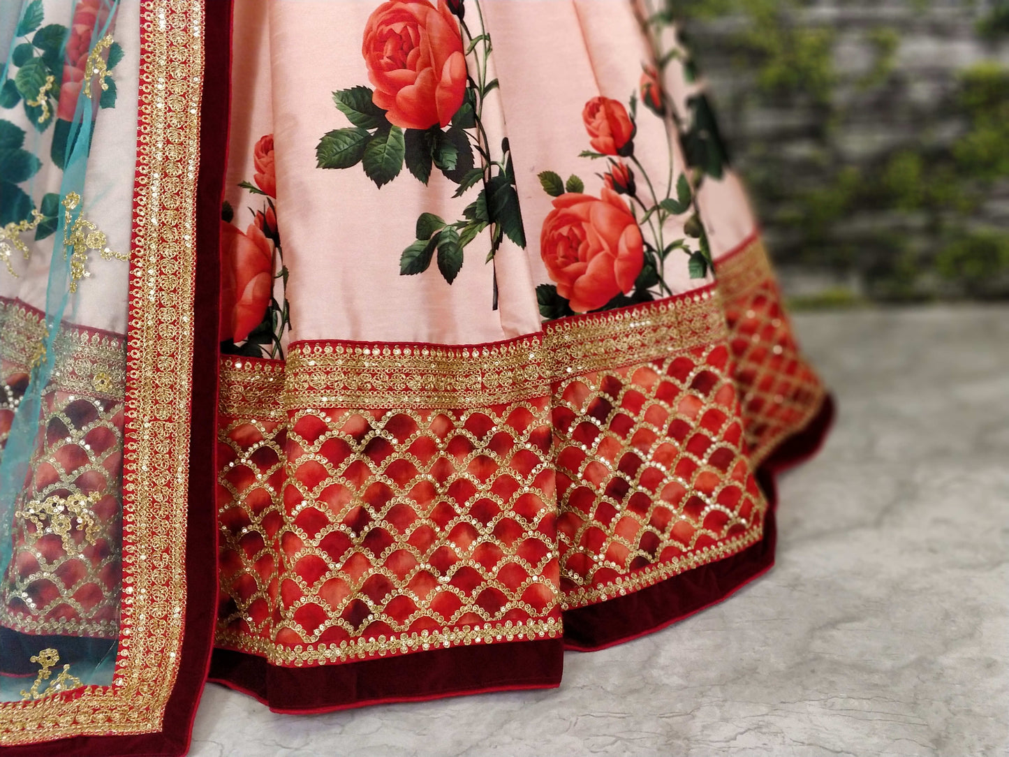 Rani Pink Art Silk Digital Print Designer Lehenga Choli