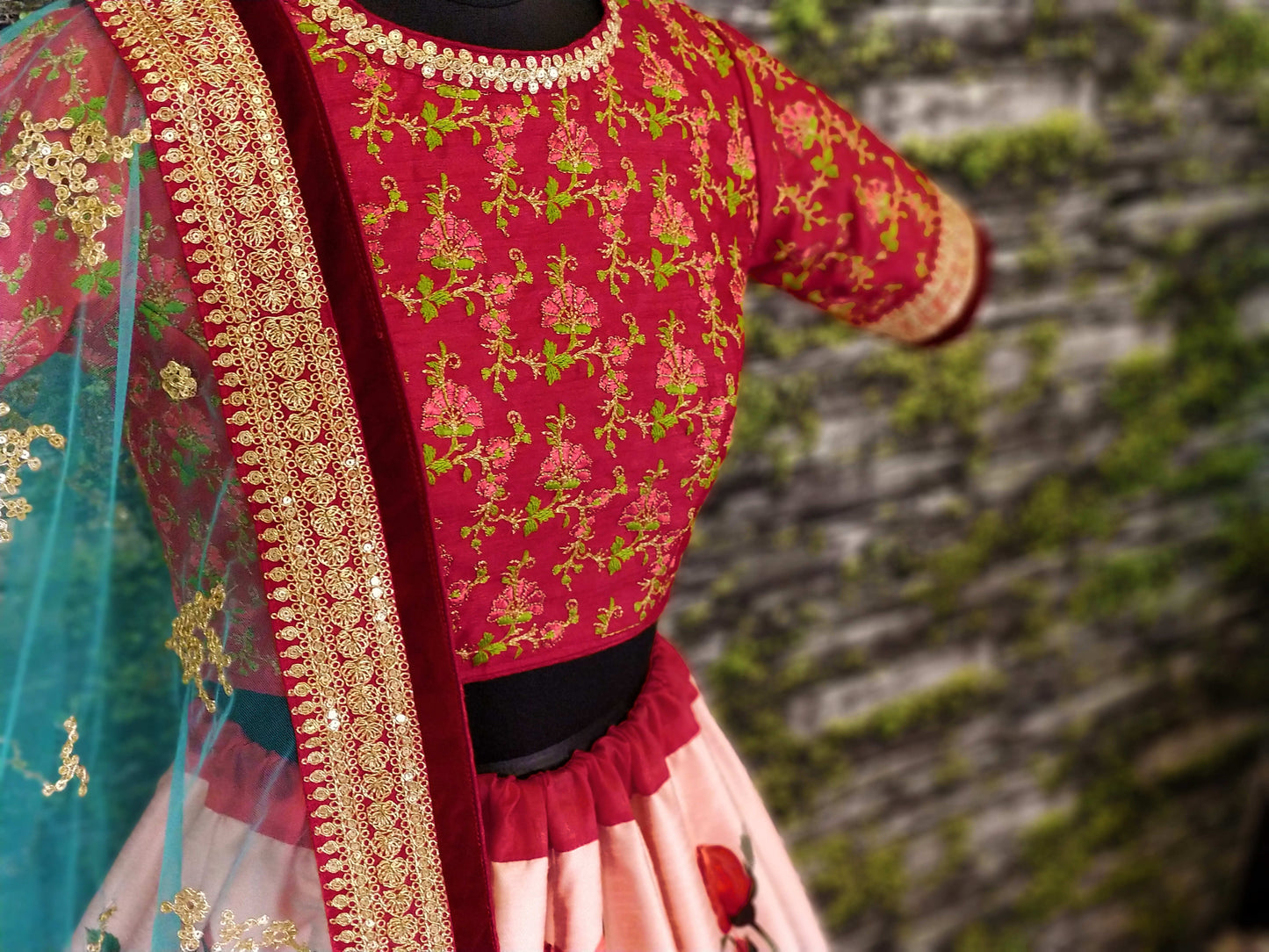 Rani Pink Art Silk Digital Print Designer Lehenga Choli