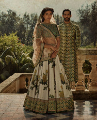 Ivory Floral Art Silk Designer Lehenga Choli
