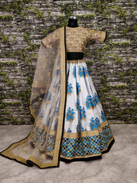 Grey Art Silk Floral Embroidered Lehenga Choli