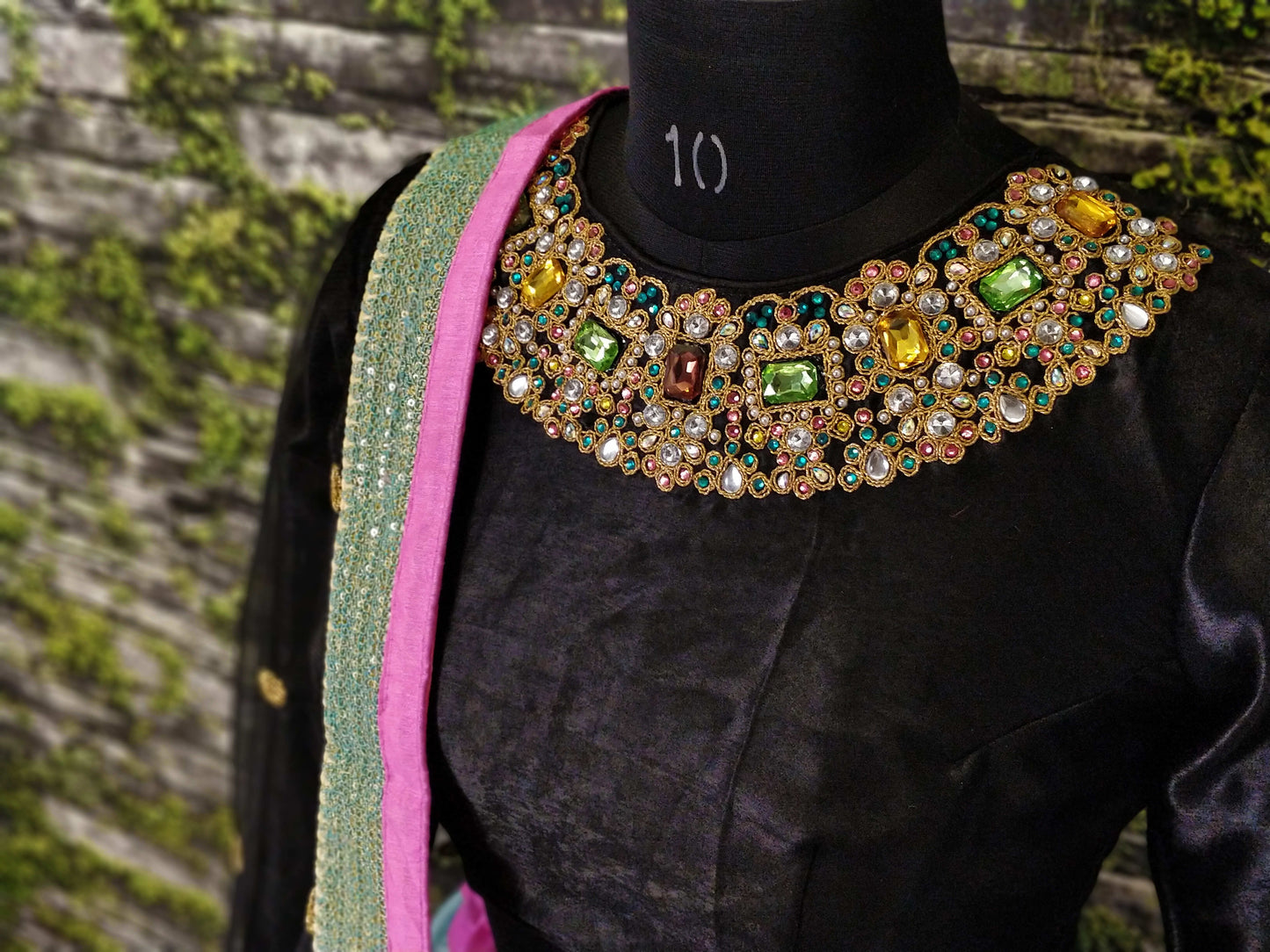 Black Floral Art Silk Lehenga Choli