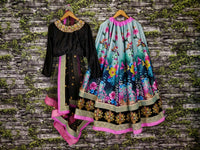 Black Floral Art Silk Lehenga Choli