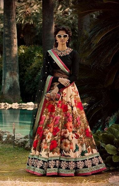 Red Floral Art Silk Lehenga Choli