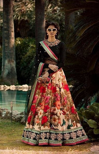 Red Floral Art Silk Lehenga Choli