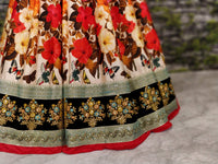 Red Floral Art Silk Lehenga Choli