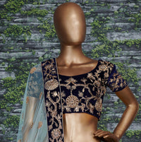 Midnight Royale Blue Velvet Bridal Lehenga Choli