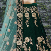 Emerald Green Velvet Bridal Lehenga Choli
