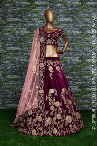 Royal Purple Velvet Bridal Lehenga Choli