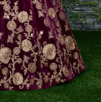 Royal Purple Velvet Bridal Lehenga Choli