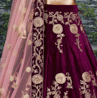 Royal Purple Velvet Bridal Lehenga Choli