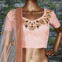 Purple Embroidered Raw Silk Lehenga Choli
