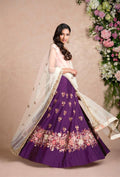 Purple Embroidered Raw Silk Lehenga Choli