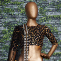 Black Raw Silk Embroidered Lehenga Choli Set