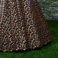 Black Raw Silk Embroidered Lehenga Choli Set