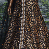 Black Raw Silk Embroidered Lehenga Choli Set