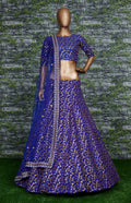 Blue Raw Silk Embroidered Lehenga Choli Set