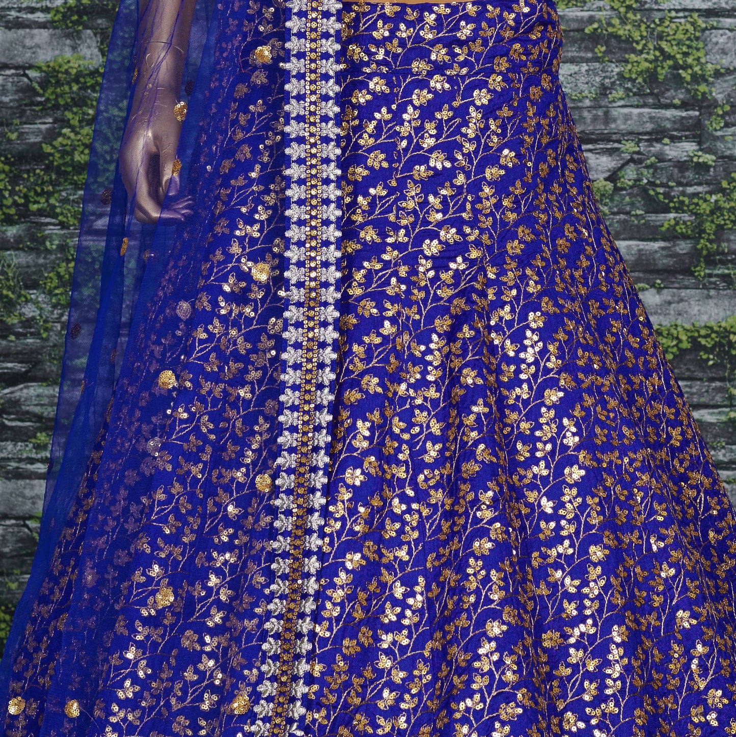 Blue Raw Silk Embroidered Lehenga Choli Set