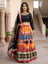 Black Velvet Blouse Designer Lehenga Set