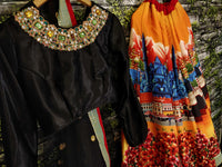 Black Velvet Blouse Designer Lehenga Set
