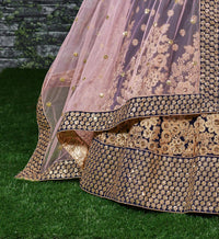 Royal Blue Velvet Embroidered Lehenga Set
