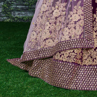 Royal Purple Velvet Embroidered Lehenga Set