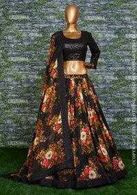 Midnight Blossom Organza Designer Lehenga Choli Set