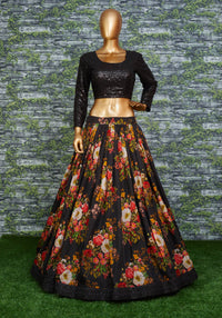 Midnight Blossom Organza Designer Lehenga Choli Set