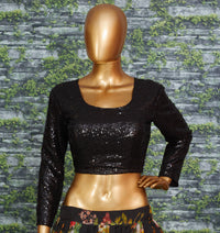 Midnight Blossom Organza Designer Lehenga Choli Set
