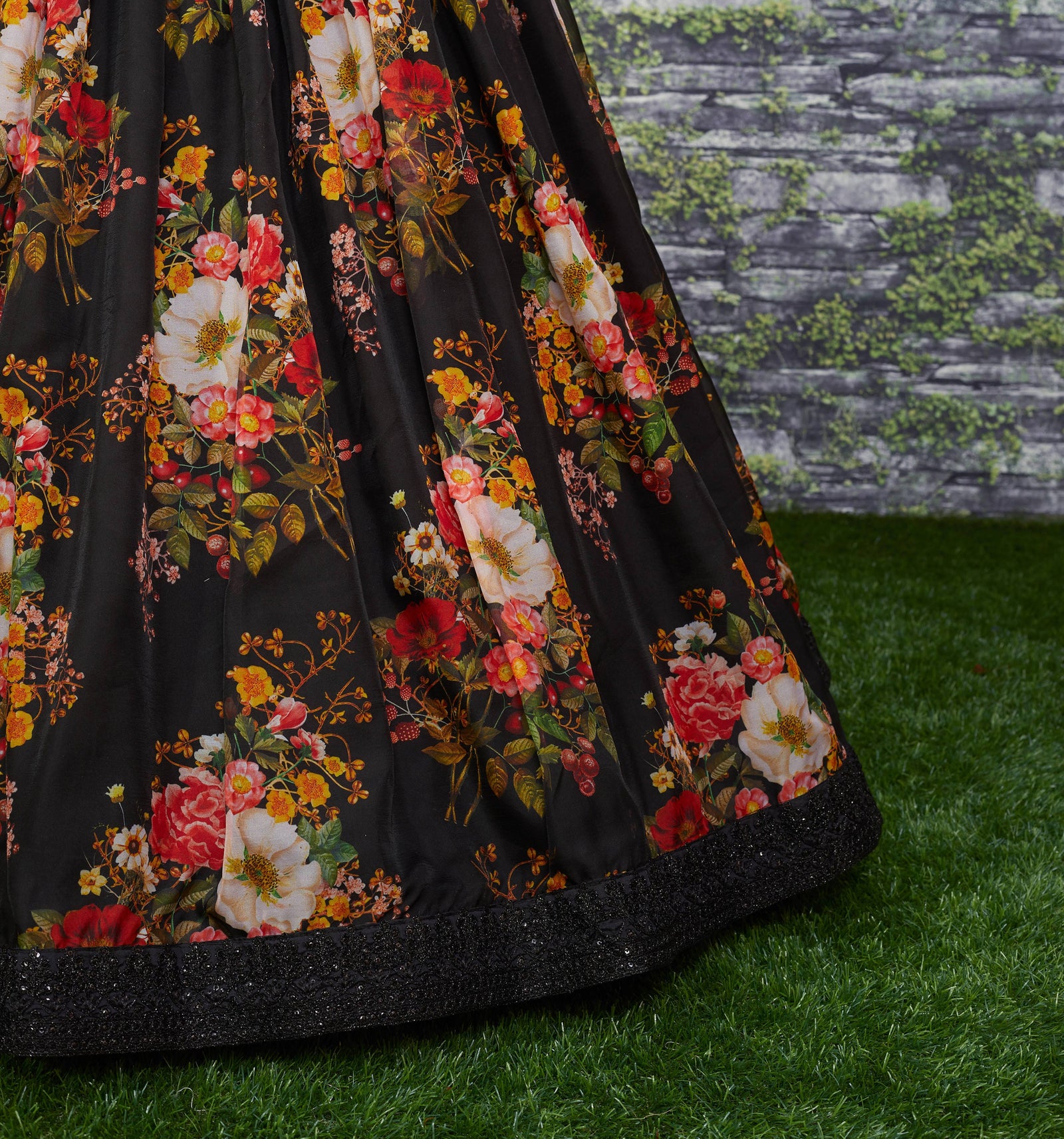 Midnight Blossom Organza Designer Lehenga Choli Set