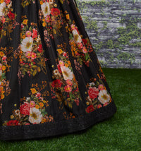 Midnight Blossom Organza Designer Lehenga Choli Set