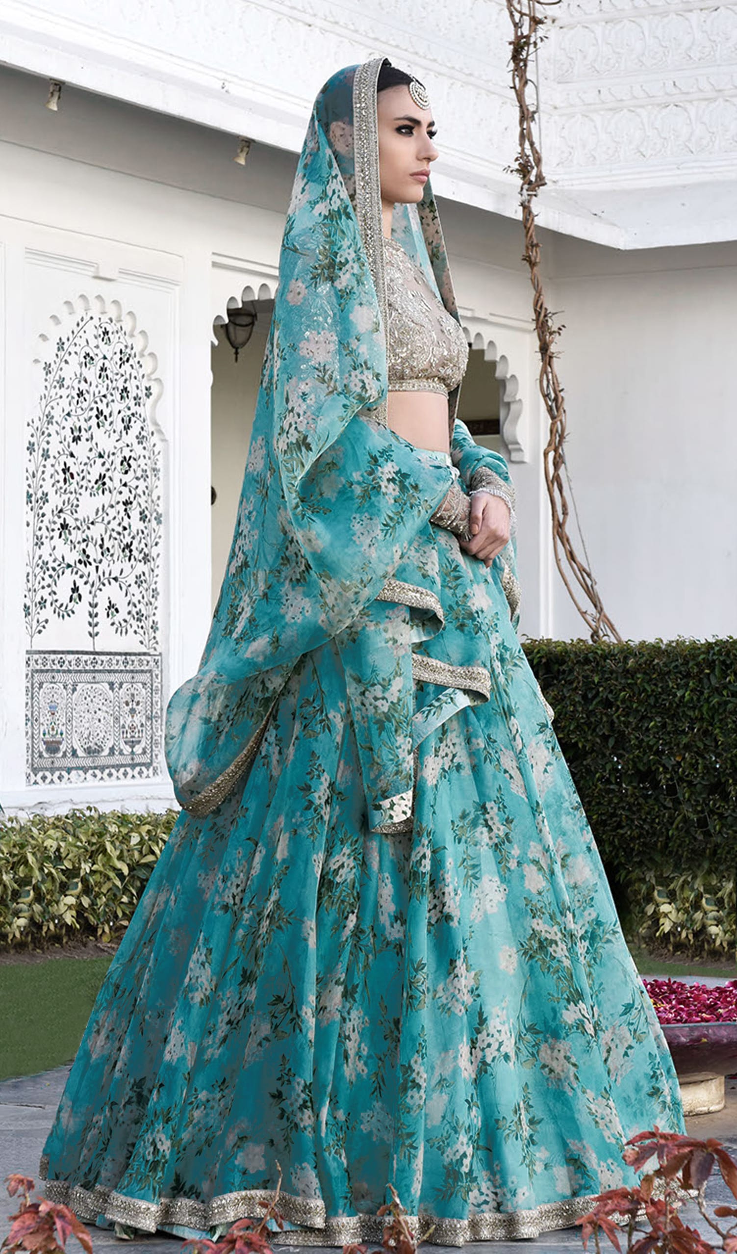 Celestial Petals Organza Designer Lehenga Choli Set