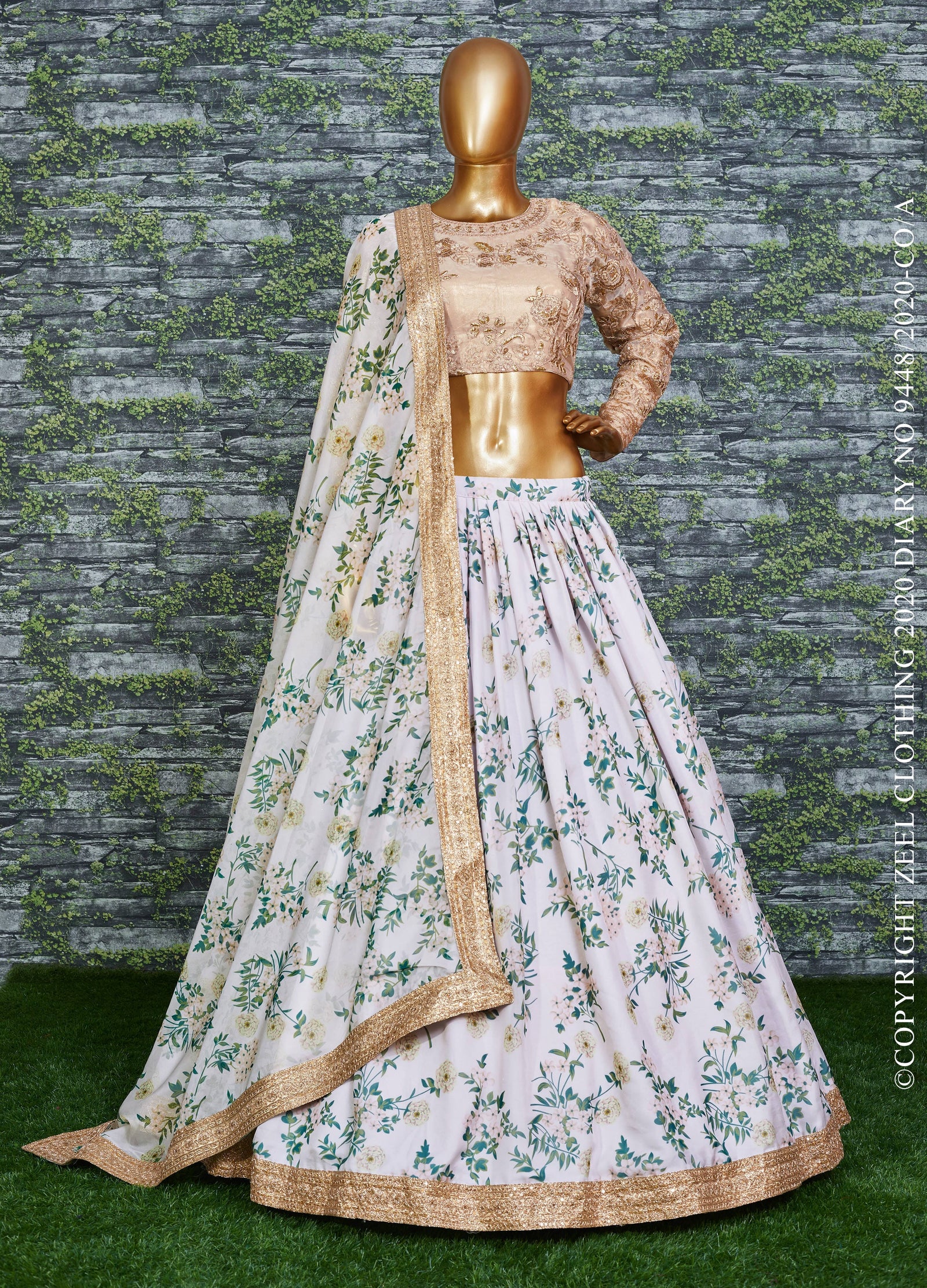 Ivory Bloom Organza Luxury Lehenga Choli Set
