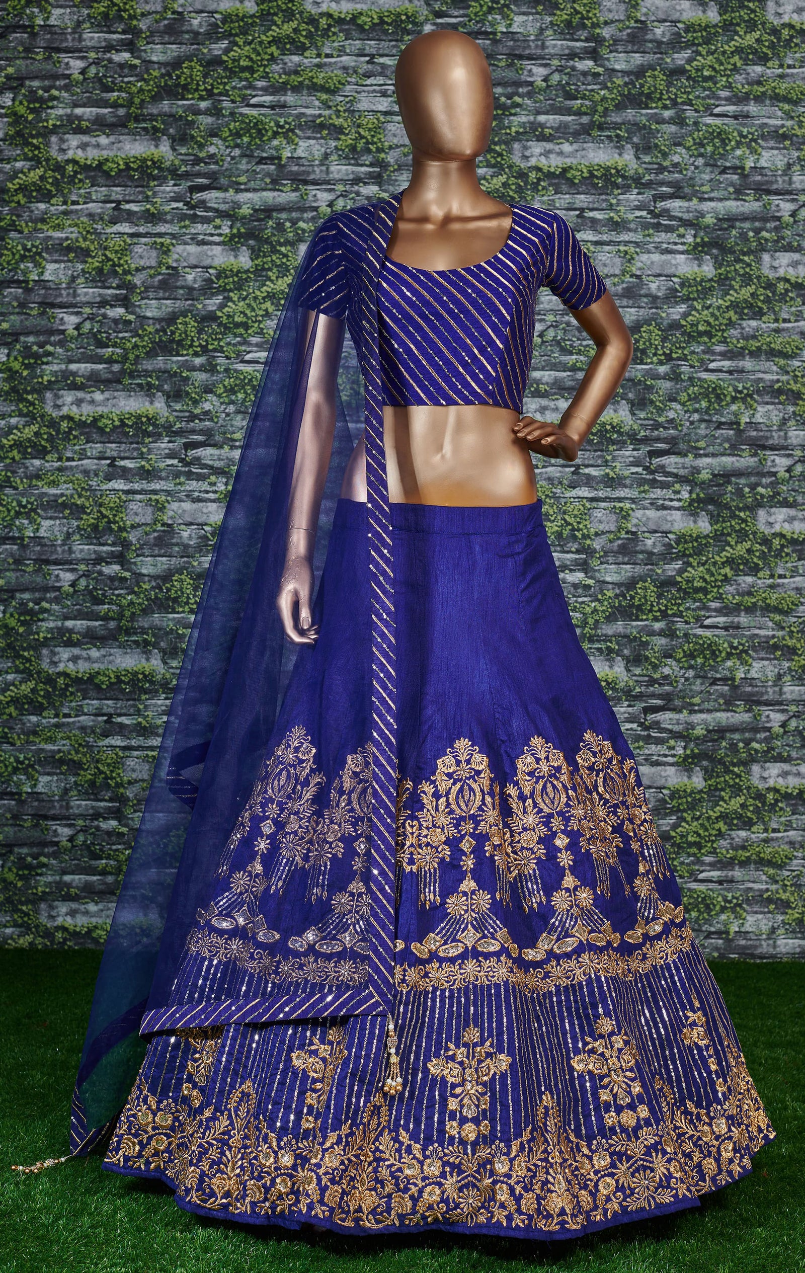 Azure Majesty Banglory Silk Lehenga Choli Set