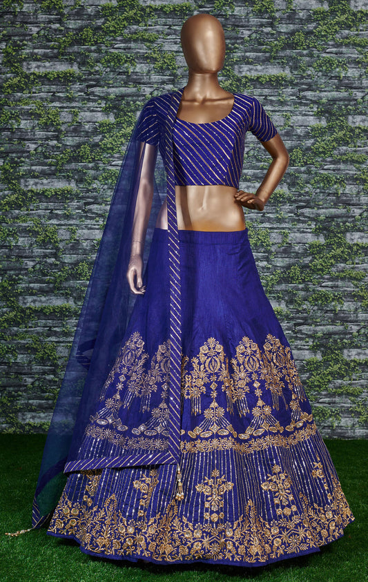 Azure Majesty Banglory Silk Lehenga Choli Set