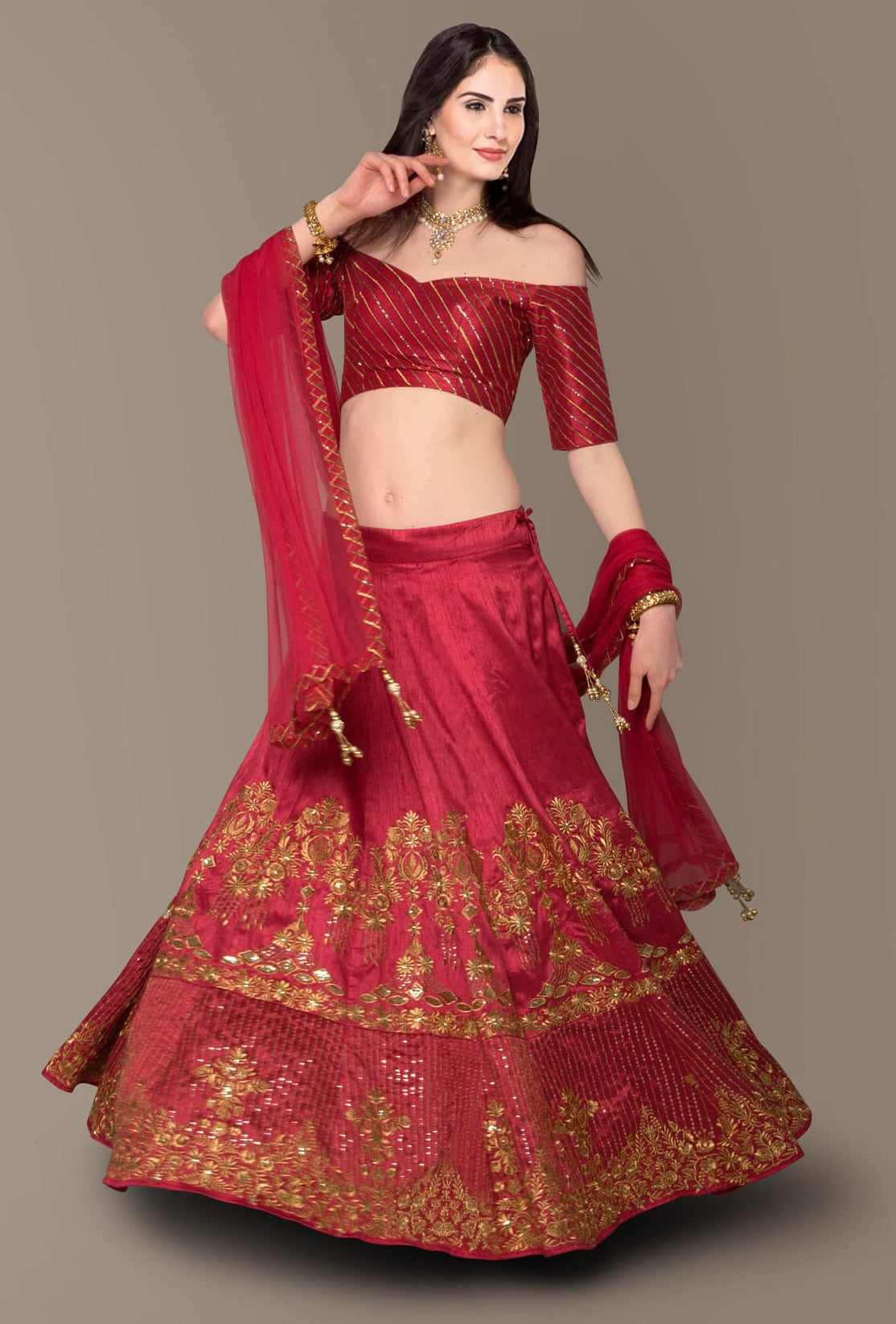 Ruby Royale Banglory Silk Bridal Lehenga Choli Set