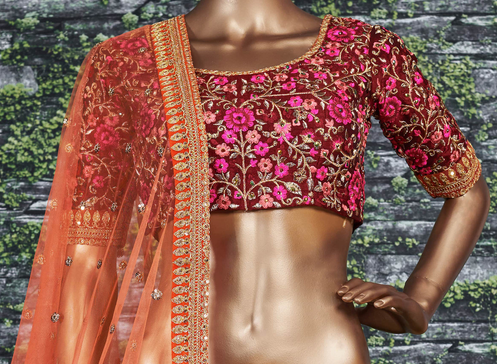 Sapphire Veil Mulbury Silk Bridal Lehenga Choli Set