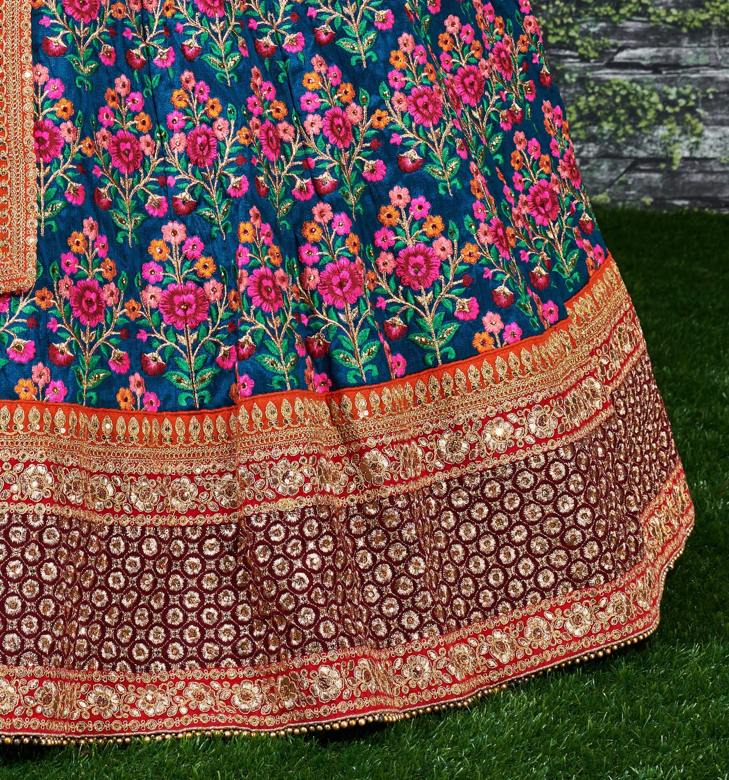 Sapphire Veil Mulbury Silk Bridal Lehenga Choli Set