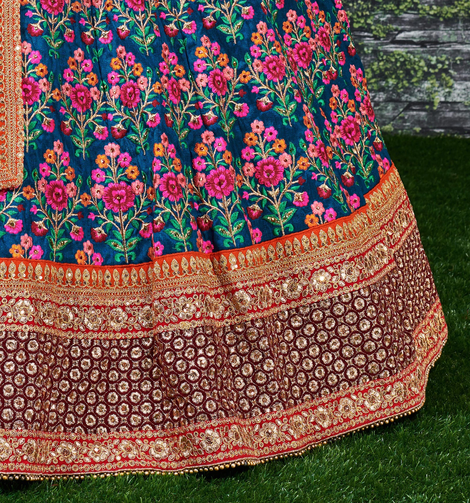 Sapphire Veil Mulbury Silk Bridal Lehenga Choli Set